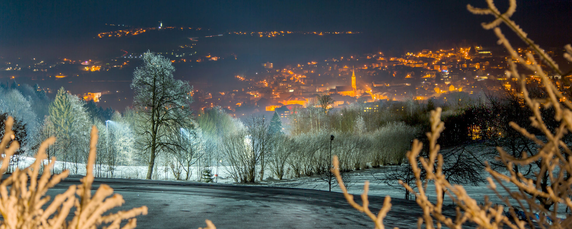 Skifahren Flutlicht Nacht Winter Freyung Solla Geyersberg